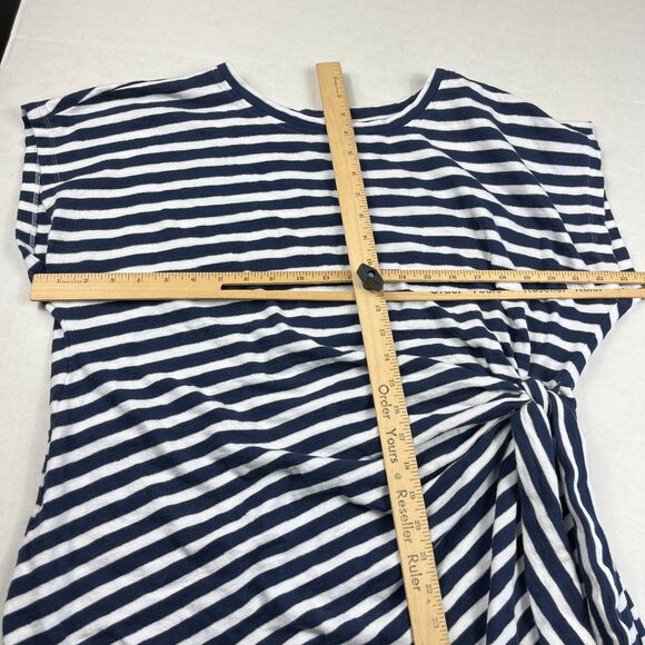 LOFT Striped Midi Dress Tie Waist Casual Coastal Nautical Summer Stretch XL - Picture 5 of 10